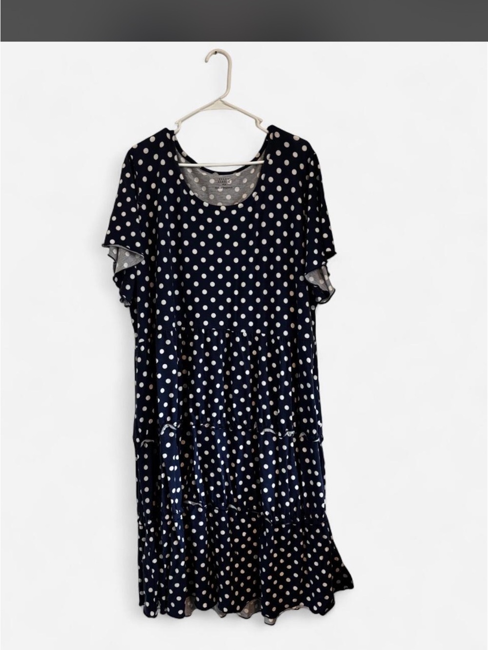 Studio Navy and White Polka Dot Tiered Casual Dress